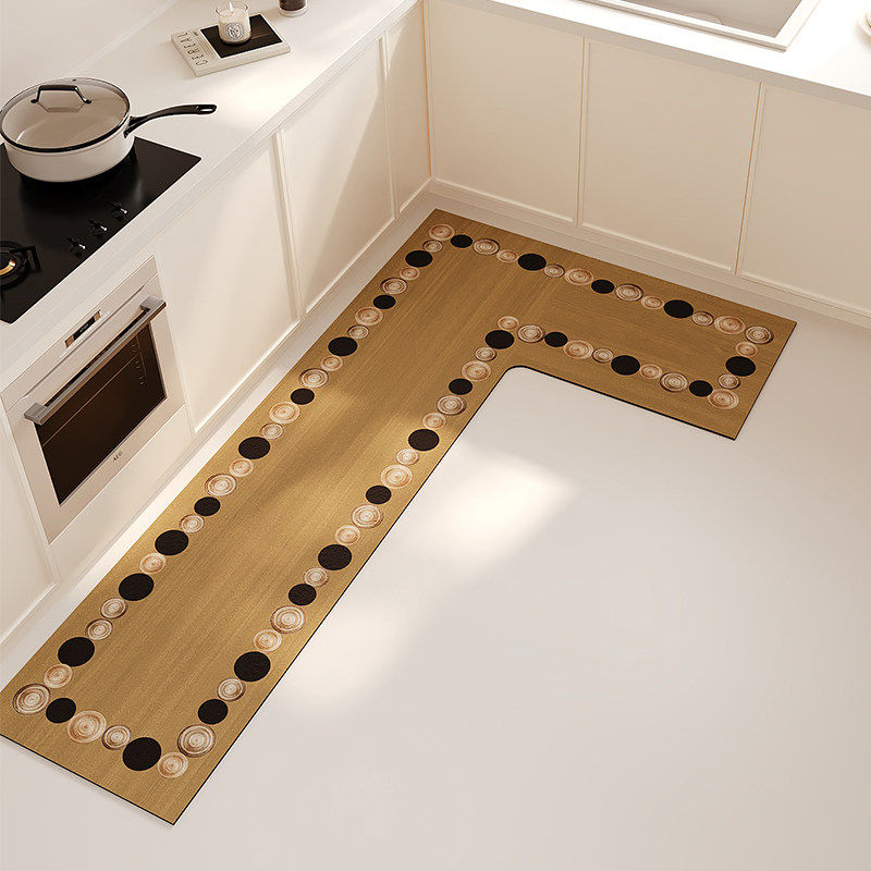 L型复古木纹厨房专用地垫防滑可擦免洗脚垫吸水易打理地毯可裁剪,居家布艺,厨房地垫,淘宝优惠券,粉丝福利购,淘宝优惠卷