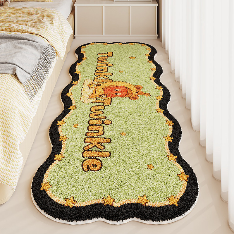 星星人床边毯卡通仿羊绒地毯卧室阳台防滑加厚防摔地垫家用长条毯