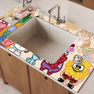 卡通厨房整张台面沥水垫洗手台满铺水龙头吸水可定制水池水槽碗垫
