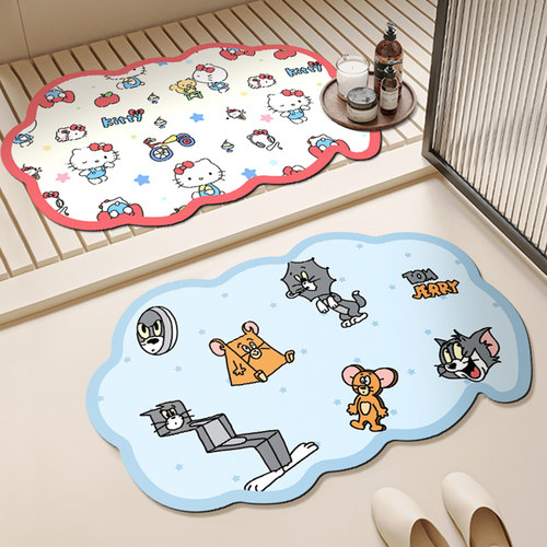 猫和老鼠浴室地垫卫生间吸水软垫防滑厕所门口家用脚垫子洗手台垫