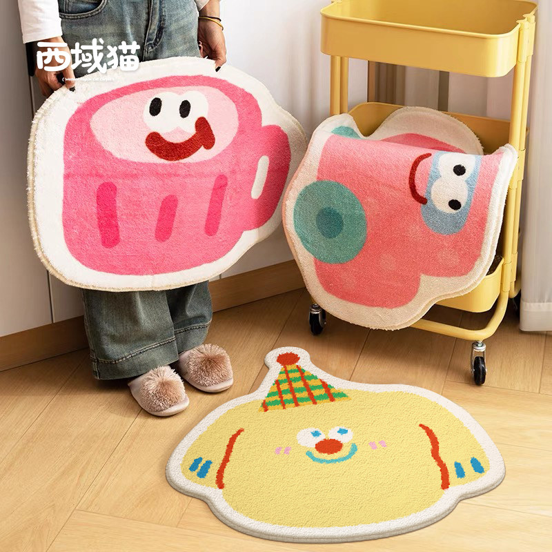 ins风卡通异形加厚地垫卧室床边毯客厅垫窗仿羊绒地毯家用脚垫子