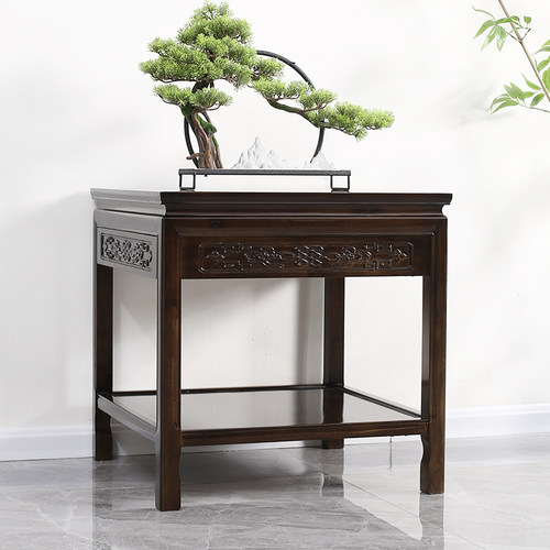 带抽屉新中式榆木简约盆景架大气