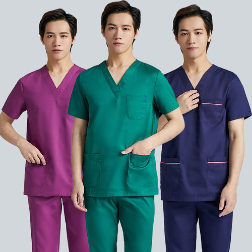 墨绿色纯棉手术服衣女夏刷短袖