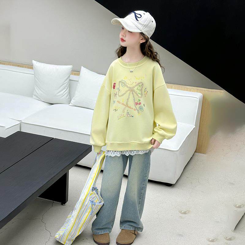 女童卫衣春装2025新款儿童春季超好看洋气上衣大童圆领长袖套头衫