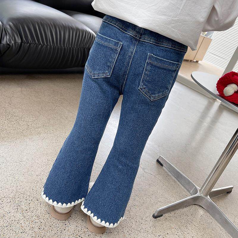 女童牛仔裤春秋款2023新款韩范女宝宝秋季薄款儿童装喇叭裤子秋装