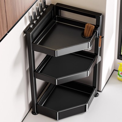 厨房置物架多功能台面墙角调料架转角三角形调料品调味料收纳架子