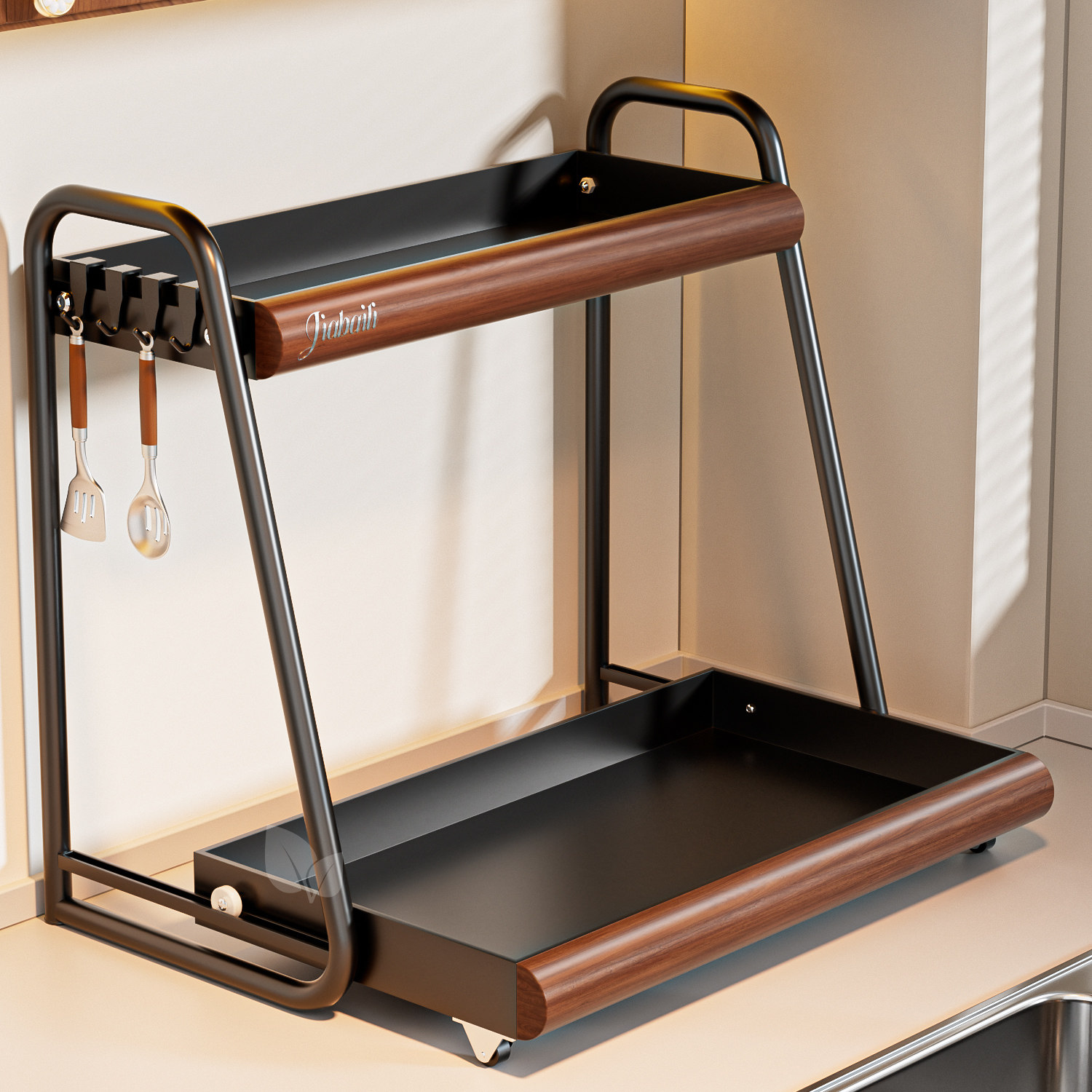 2026新款调料品置物架厨房台面多功能抽拉式调料架油盐酱醋收纳架