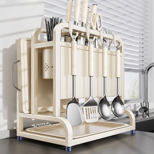 2025不锈钢刀架置物架厨房多功能菜刀筷子笼砧板一体刀具收纳架