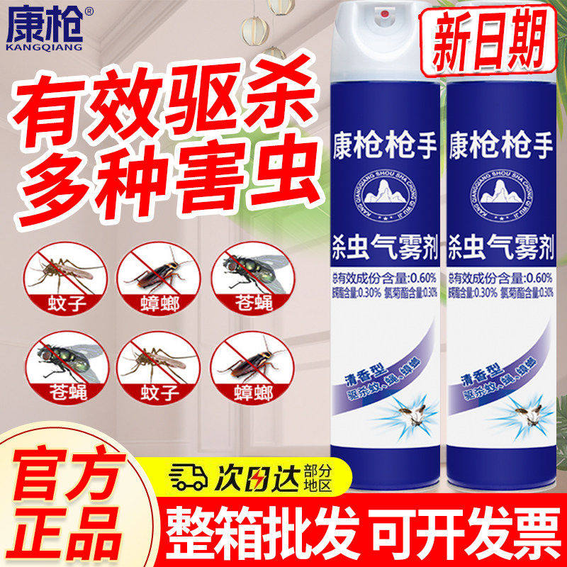 康枪枪手杀虫剂喷雾剂家用室内杀虫气雾剂非无毒苍蝇药灭蚊子整箱