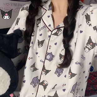库洛米睡衣女春秋季 纯棉长袖 日系学生甜美可爱少女公主家居服套装