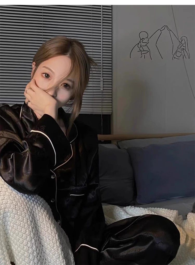 韩版女士冰丝高级提花长袖睡衣女春秋款2023新款长裤家居服俩件套,女士内衣/男士内衣/家居服,睡衣/家居服套装,淘宝优惠券,粉丝福利购,淘宝优惠卷