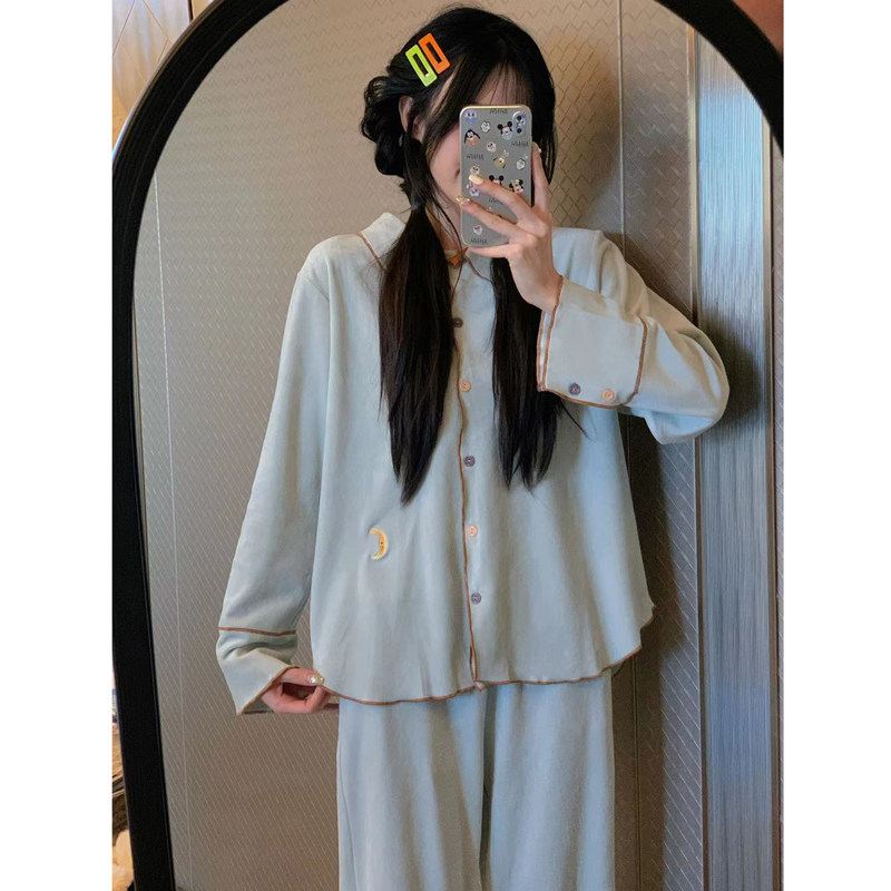 珊瑚绒睡衣女秋季2022甜美刺绣