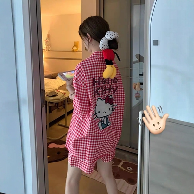 格子HelloKitty2025新款云朵棉睡