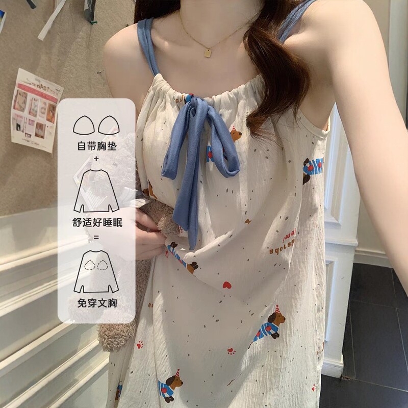 吊带睡衣女夏季带胸垫性感可爱日系小狗睡裙2025新款可外穿家居服