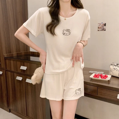 夏季睡衣女款可外穿带胸垫莫代尔