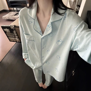 波点米菲兔睡衣女春秋季纯棉长袖2026新款全棉绸高级感家居服夏天