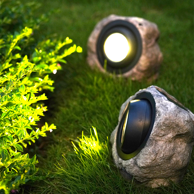 太阳能户外灯庭院灯花园布置仿真石头小院子装饰草坪景观防水射灯