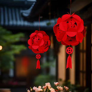 2026新年春节客厅布置元旦过年装饰客厅拉花灯笼福字商场气氛布置