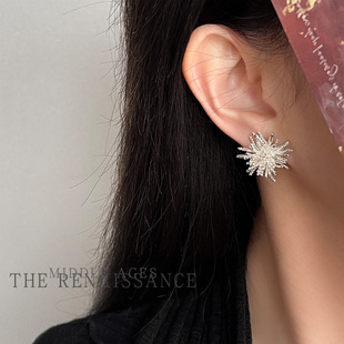 vintage中古风烟花创意耳环几何小众个性耳钉复古文艺设计感耳饰