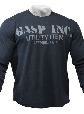 GASP春秋健身长袖青年休闲圆领纯棉T高端肌肉男士运动训练卫衣服