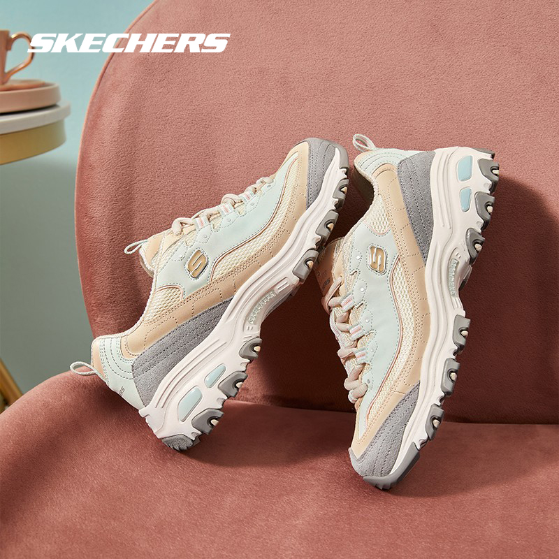 斯凯奇女鞋奶茶熊猫鞋厚底