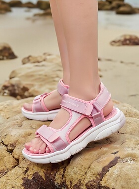 斯凯奇夏季复古潮流女童柔软透气魔术贴休闲凉鞋303048L