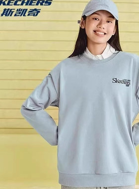 Skechers斯凯奇新款男女同款针织套头卫衣长袖上衣打底L324U106