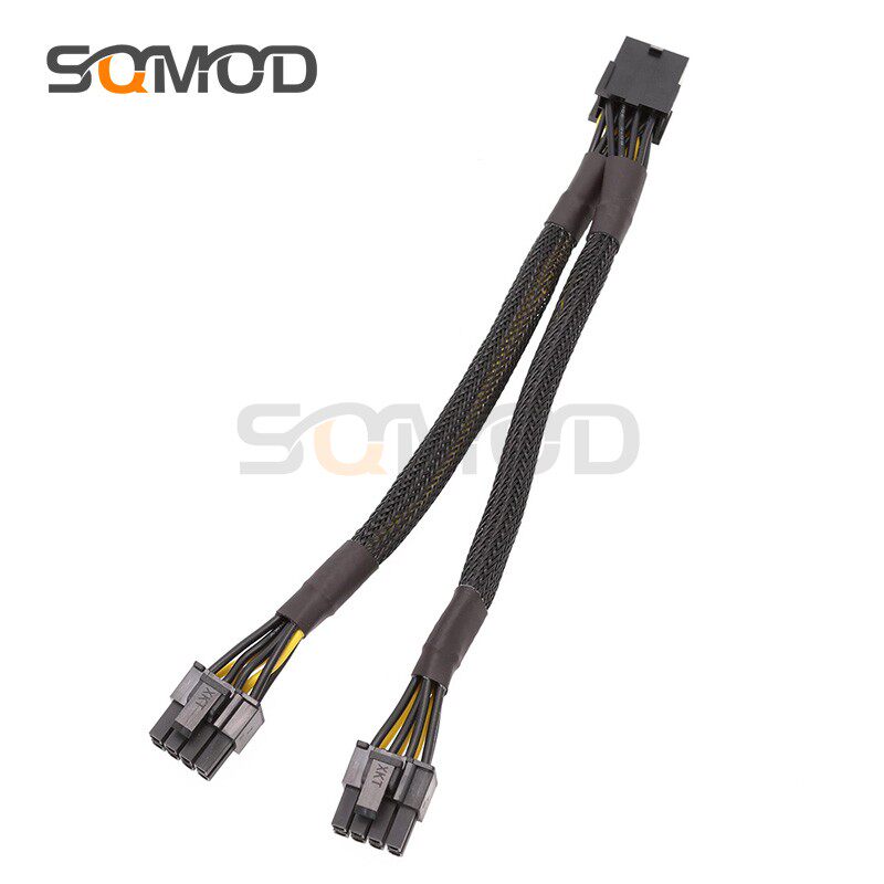 SQC58显卡线16AWG 18AWG包网显卡8Pin母转双8pin(6p+2p) PCIE电源线8针一分二供电线 显卡8Pin线