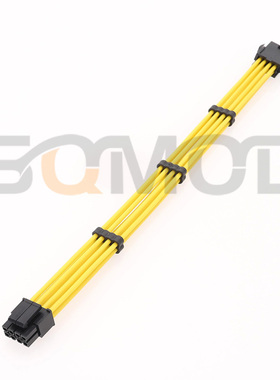 SQC18-8Pin电源延长线 ATX主板8针主板CPU供电加长线 8PIN加长线 电源 8针公母线 198芯特软硅胶线黄色线黑壳