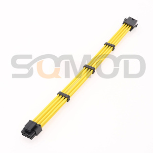 SQC18-8Pin电源延长线 ATX主板8针主板CPU供电加长线 8PIN加长线 电源 8针公母线 198芯特软硅胶线黄色线黑壳