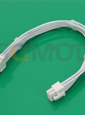 SQC14-8Pin电源延长线 ATX主板CPU供电加长线  8PIN加长线 电源CPU8针公母线 198芯特软硅胶线白色线白壳