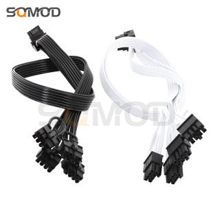 4 * CPU 8 针到 16 针公头 PCI-E 5.0 12VHPWR RTX 4090 90 弯头黑白色,用于海盗船模组线PSU 适配器电缆