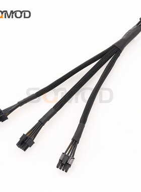 SQC117加粗显卡供电线16AWG GPU PCIE 8 针母头转 3*8 针 6+2 针 PCI-E 公头显卡电源适配器 显卡8PIN一分三