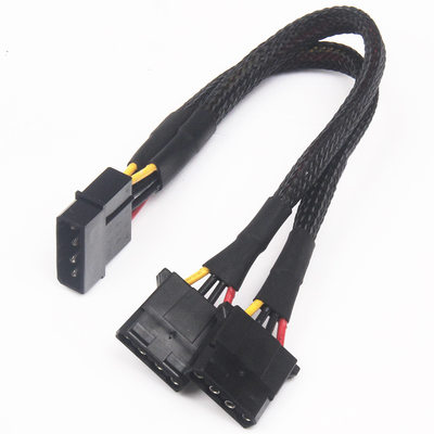 Molex 一拖二 大4pin D型口一分二电源线 D型接口大4P电源线 20cm