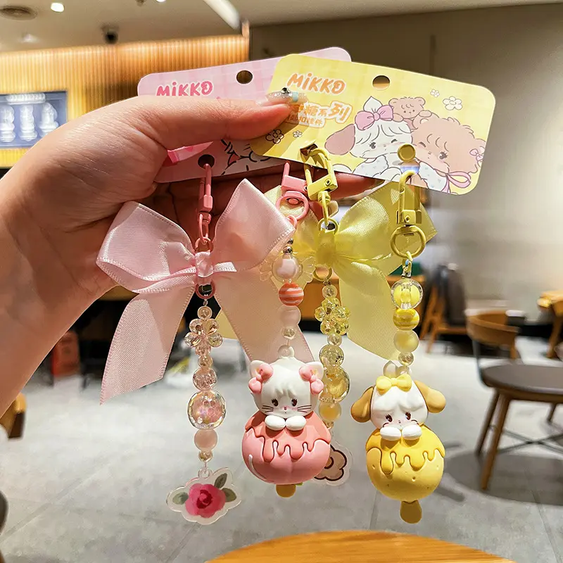 正版可爱MIKKO棒棒糖串珠挂件卡通猫咪公仔钥匙扣链情侣包包挂饰