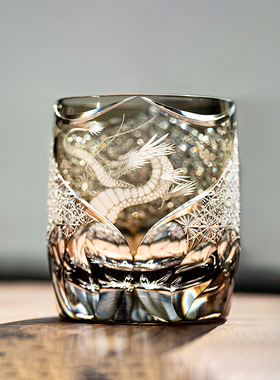 江户切子日本进口洛克杯根本达也凤舞水晶杯子复古日式威士忌酒杯