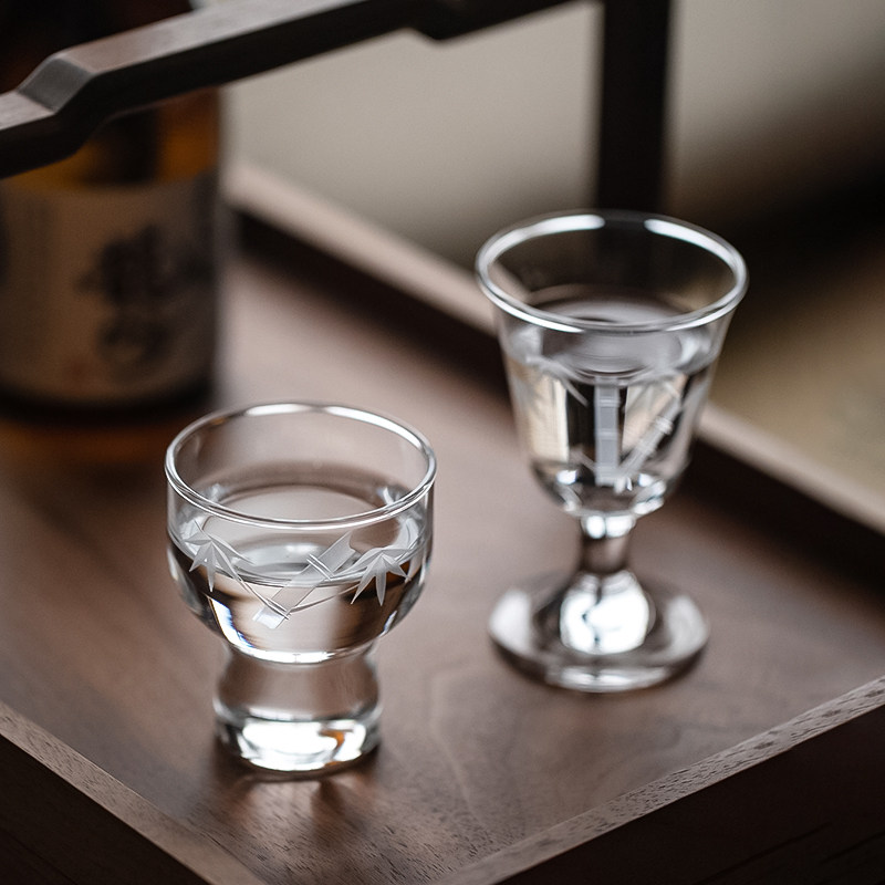 白酒杯套装日本进口手工高脚切子杯高端一两烈酒杯水晶日式清酒杯