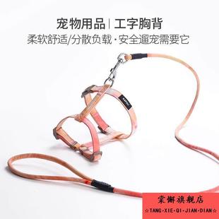 猫咪牵引绳防挣脱外出专用工字形遛猫绳兔子狗链子可调节宠物用品