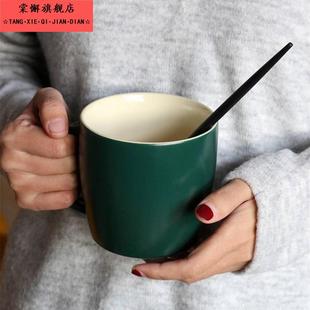 客厅平底陶瓷杯可加热 600ml陶瓷杯可爱大号女生陶瓷杯带把手男士