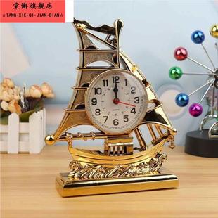 座钟美式复古客厅桌面时钟台式小型钟表装饰摆件卧室静音床头闹钟