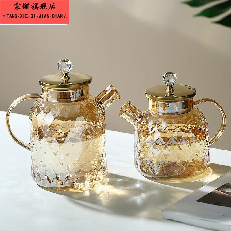 高硼硅玻璃大容量冷水壶家用可电陶炉加热果汁壶办公室琥珀凉水壶