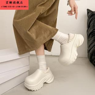 包跟厚底增高居家室内毛绒拖鞋 秋冬季 女士外穿2025新款 防水棉拖鞋