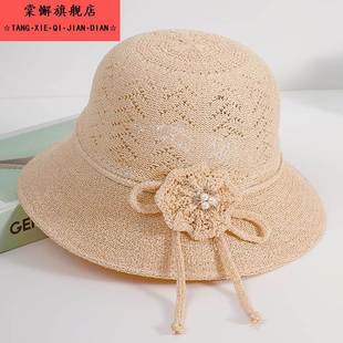 遮阳盆帽2025新款 女夏天洋气可折叠防晒凉帽妨紫外线花朵太阳帽