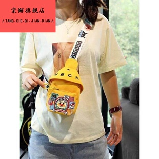 网红卡通帆布小包包女2025新款潮韩版森系儿童单肩斜挎包胸包女包