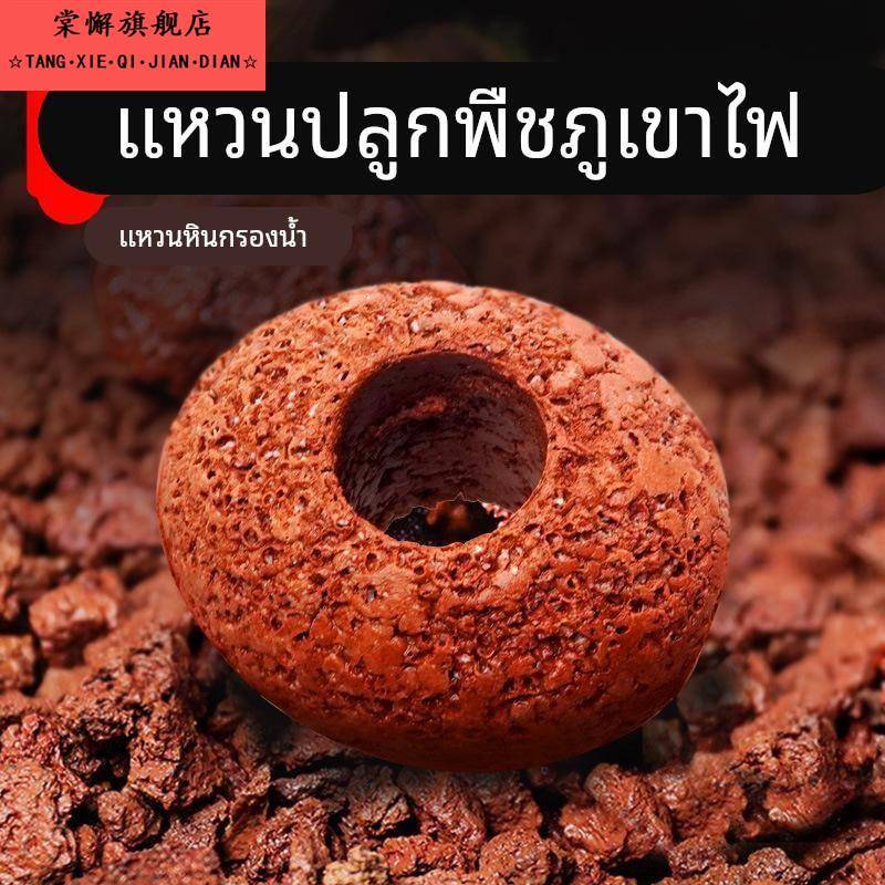 椭圆火山石水草固定底座种植环定植打孔火山石沉底环底座定植环