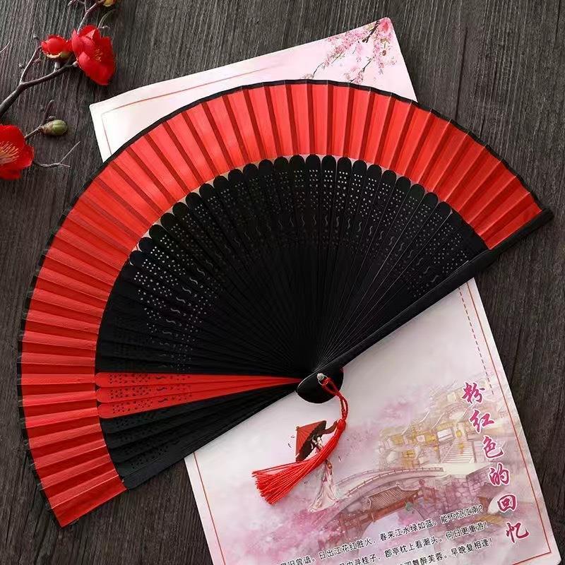 滦达旦戏曲古典舞表演t中国风桃花走纸扇子花古风儿童黑色京剧折
