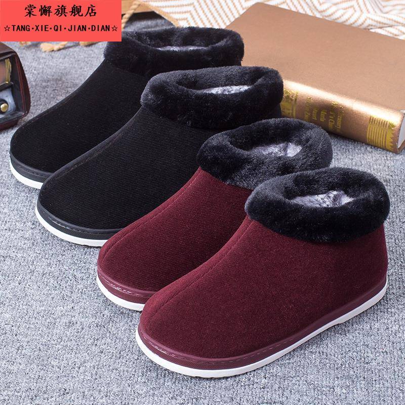 新款中老年包跟棉鞋女室内外加绒厚底居家手工保暖灯芯绒棉拖鞋冬