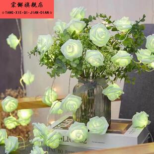 仿真玫瑰花小彩灯灯串室内求婚道具情人节七夕气氛灯节日彩灯