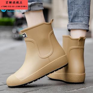 雨鞋 耐磨胶鞋 男款 外穿加绒防滑雨靴女士软底防水鞋 冬季 户外钓鱼鞋