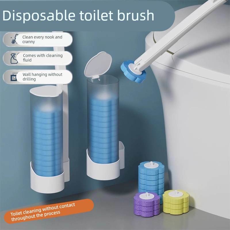 一次性马桶刷家用免打孔厕所刷子替换头套装壁挂蹲便器清洁清洁刷